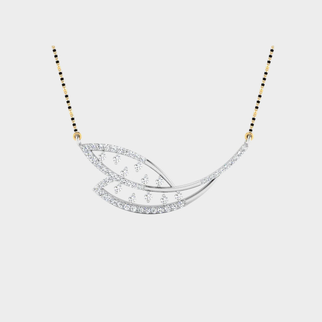 0.60 Carat Round Lab-Grown Diamond Mangalsutra In 14K White Gold For Modern Brides
